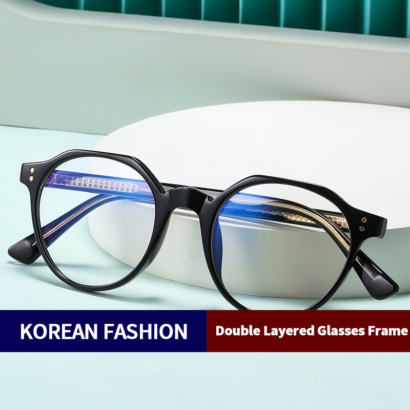 JIUERBA Mắt kính gọng kim loại hình tròn chống bức xạ ánh sáng xanh phong cách retro