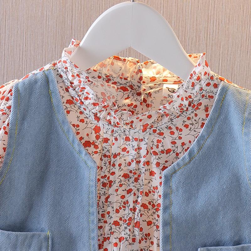 Set Đầm Công Chúa Không Tay Và Áo Khoác Denim Cho Bé Gái Se7En