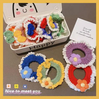 Cột tóc len hoa handmade