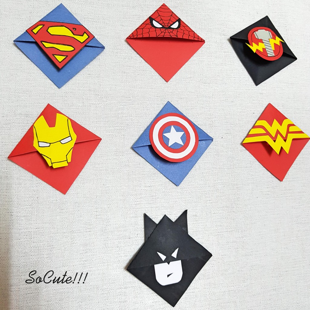 (Trọn bộ 7 chiếc) Bookmark giấy handmade - Siêu anh hùng Marvel