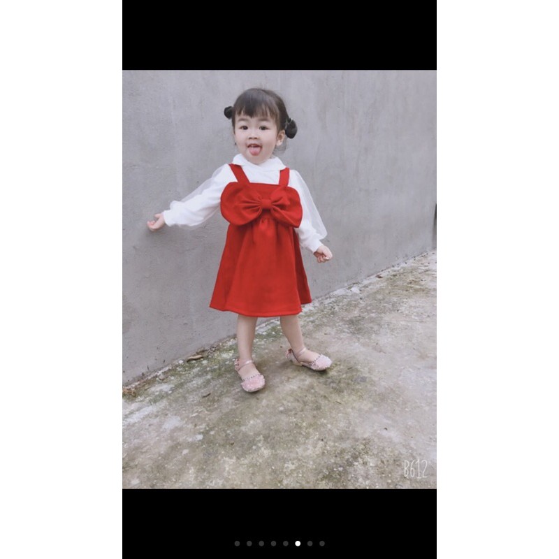 Váy nhung tiểu thư kèm áo len tăm tay bồng cho bé 13-21kg