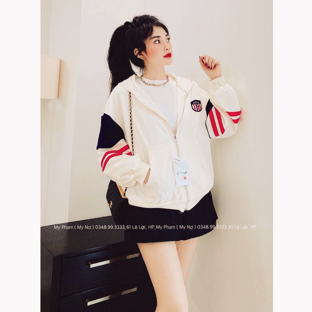 [ảnh thật-sẵn] Áo khóa nỉ lót lông nữ kẻ sọc | BigBuy360 - bigbuy360.vn