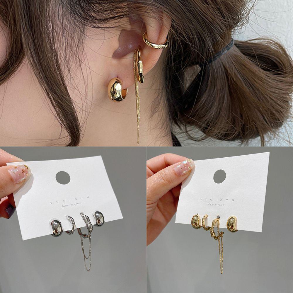 BORAG Set 4 Khuyên Tai Dạng Chuỗi Màu Sắc Thời Trang