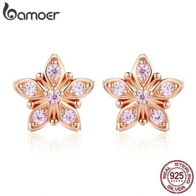Bamoer Bông Tai bạc 925 Hình Hoa Anh Đào bse034