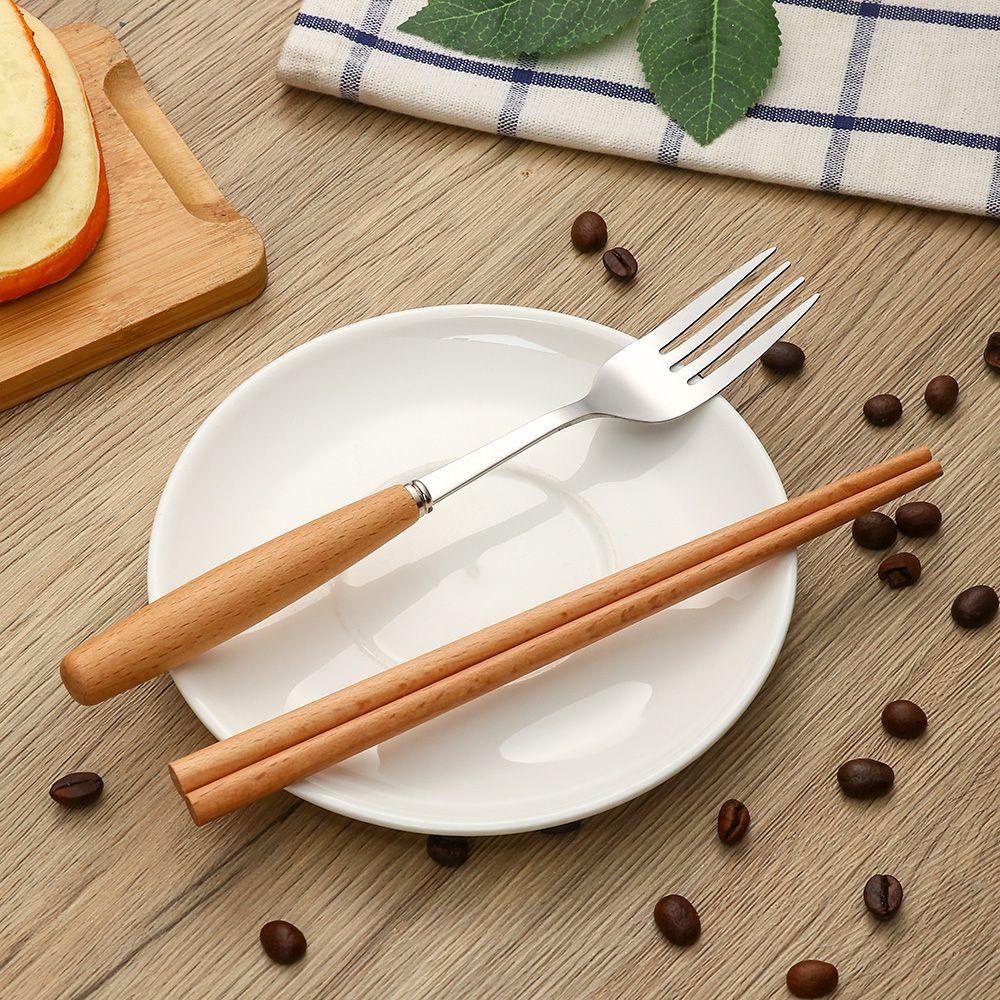 Bộ 3 Món Muỗng Nĩa Bằng Gỗ Có Thể Tái Sử Dụng Kèm Hộp Đựng