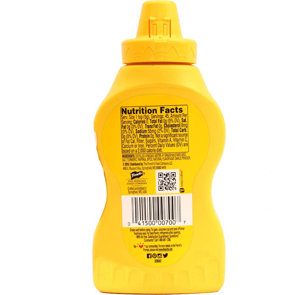 Sốt mù tạt vàng hiệu French's Yellow Mustard, kẹp bánh mình, gà rán 226gr