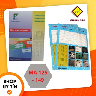 Giấy Decal A4 tomy Phong Châu giấy in mã vạch A4 tem in mã vạch A4 mã từ 125 đến 149 100 tờ/ hộp CAM KẾT CHẤT LƯỢNG