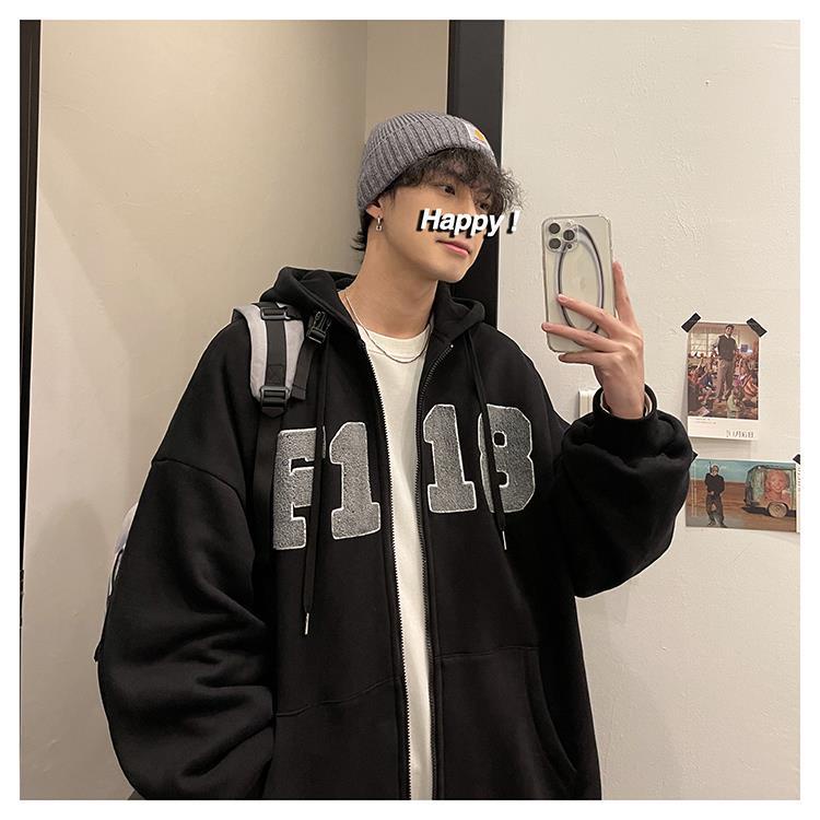 Áo nỉ HOODIES ZIP nam nữ màu đen dáng rộng dành cho mùa thu đông