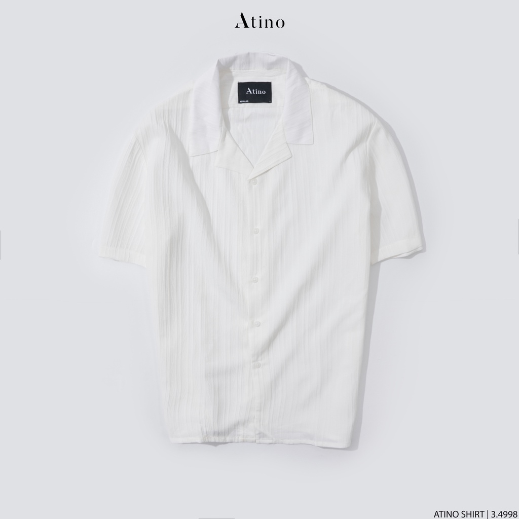 Áo Sơ Mi Cộc Tay Nam Cuban Shirt Trơn ATINO Vải Cotton mềm mịn thoáng mát Form Regular SM3.4998