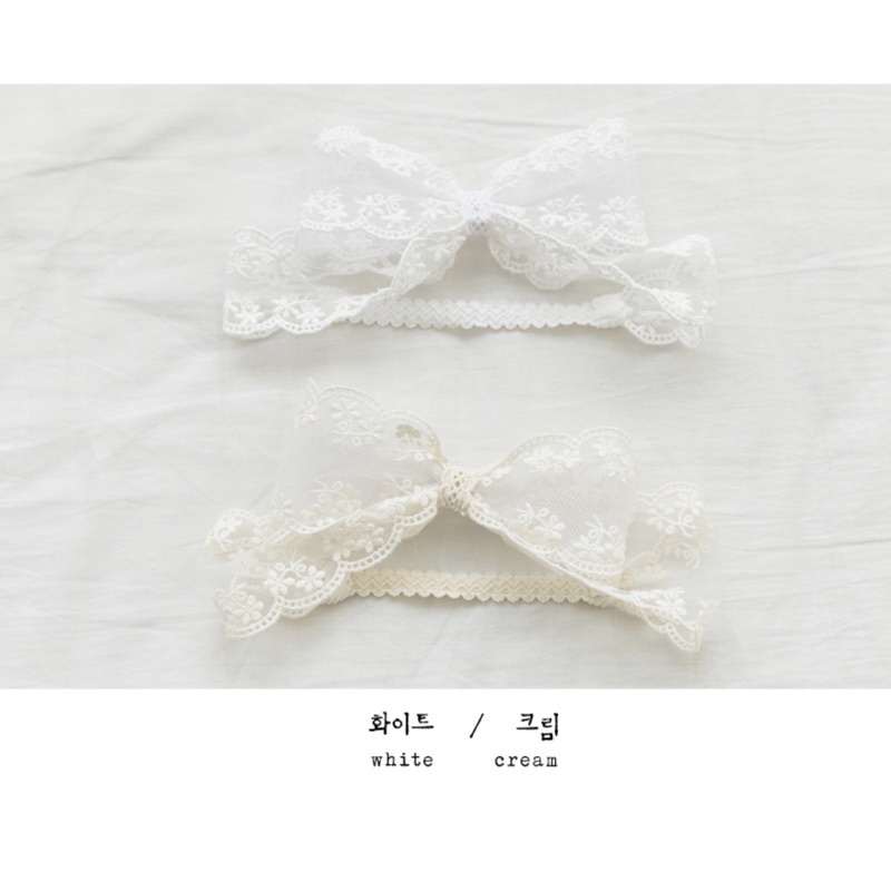 Turban nơ ren cho bé gái-Trắng