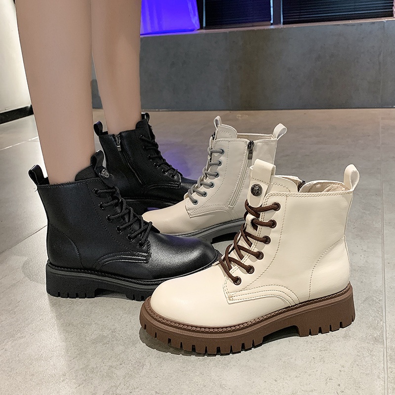 Giày bốt nữ IELGY cao đến mắt cá cột dây phong cách Anh Quốc retro thời trang cá tính  | BigBuy360 - bigbuy360.vn