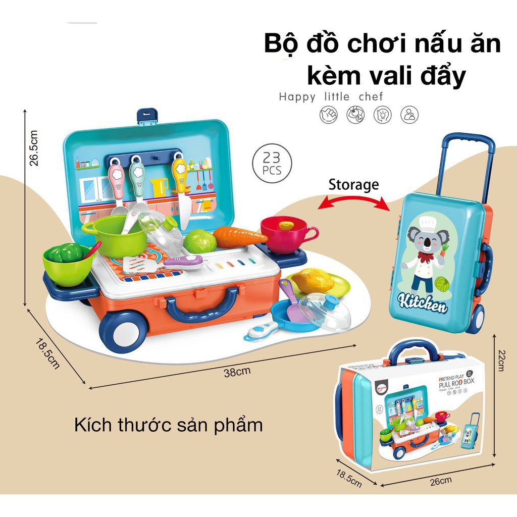 Đồ chơi Nấu ăn Nhà Bếp kèm Vali kéo tiện dụng