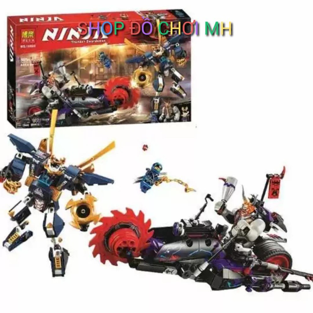 đồ chơi lego xếp hình lắp ráp bela ninja 10805-Đấu sĩ X đại chiến xe máy cưa