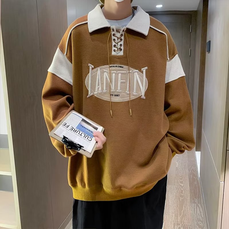 Áo Sweater Cổ Polo Phong Cách Hàn Quốc áo sweater nam Thời Trang Thường Ngày áo sweater nữ Unisex