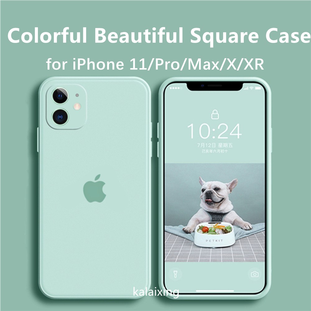 ốp lưng iPhone XR X Xs Max 11 Pro Max vỏ điện thoại silicone đầy màu sắc hình vuông