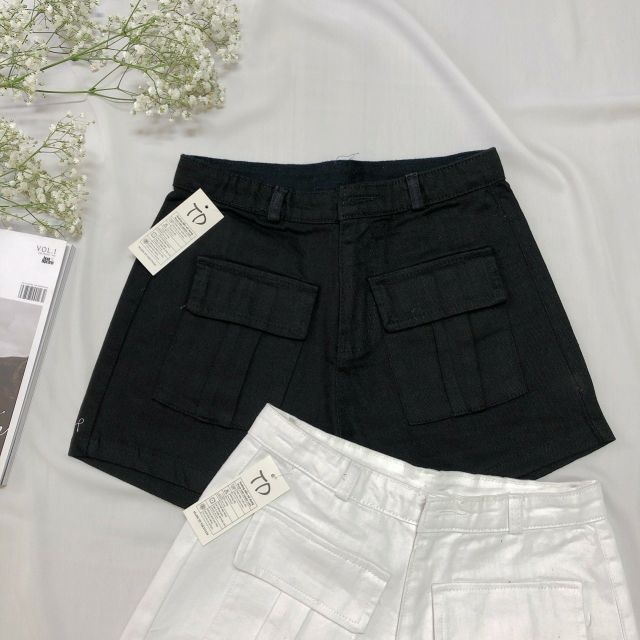 Quần Shorts 2 túi nút bấm B-C lưng cao ( HÌNH THẬT 100%)