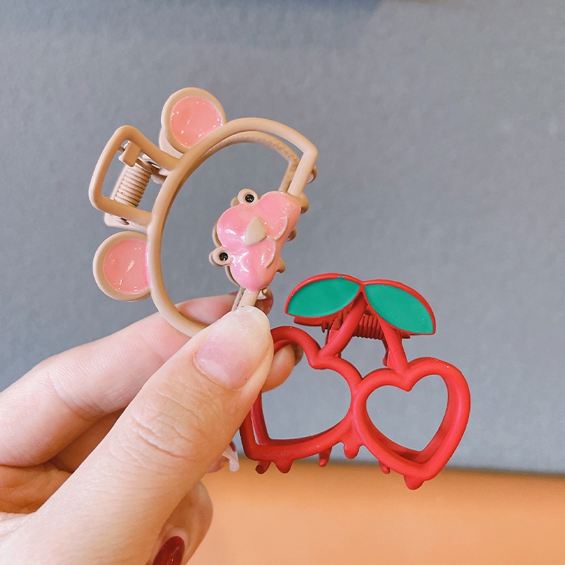 Kẹp tóc hình chú gấu màu hồng dễ thương phong cách Hàn Quốc thời trang cho nữ 2021