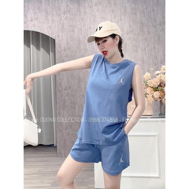 Set Đồ Nữ,Sét Bộ Nữ Áo thun Sát Nách Mix Quần Short Đùi In Logo  From Rộng Hàng Qc Loail 1
