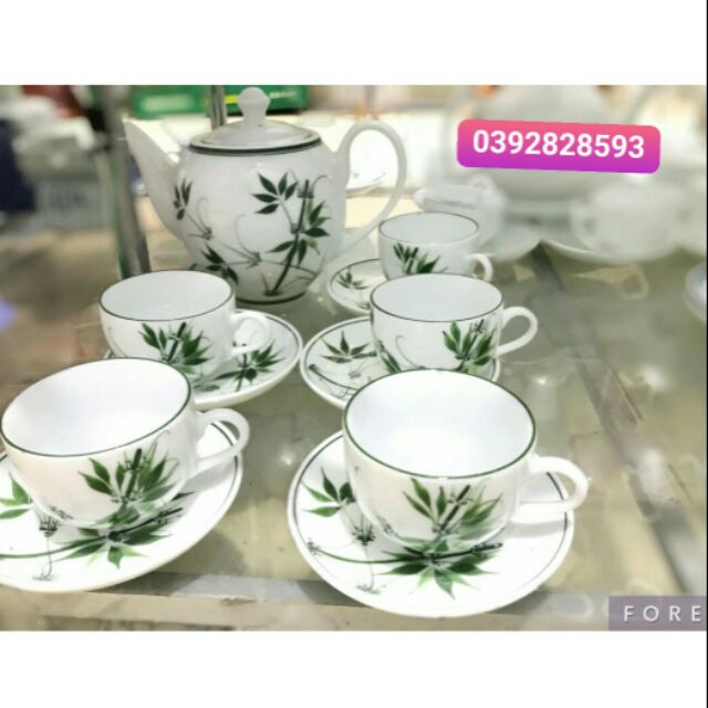 Bộ ấm chén  vẽ  Tre  Trúc