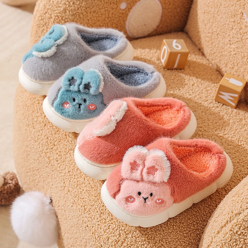 (TH34) Dép Bông Trẻ Em, Dép Bông Đi Trong Nhà Cho Bé Họa Tiết Thỏ Đáng Yêu