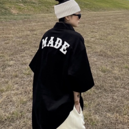 Áo Thun Polo Tay Ngắn Dáng Rộng Có Khóa Kéo Thêu Chữ Thời Trang Cho Nam bigsize bông unisex áo polo