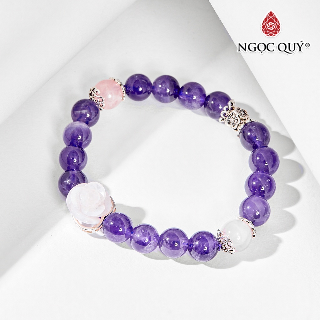 Vòng tay hoa mẫu đơn TA hồng mix tím - Ngọc Quý