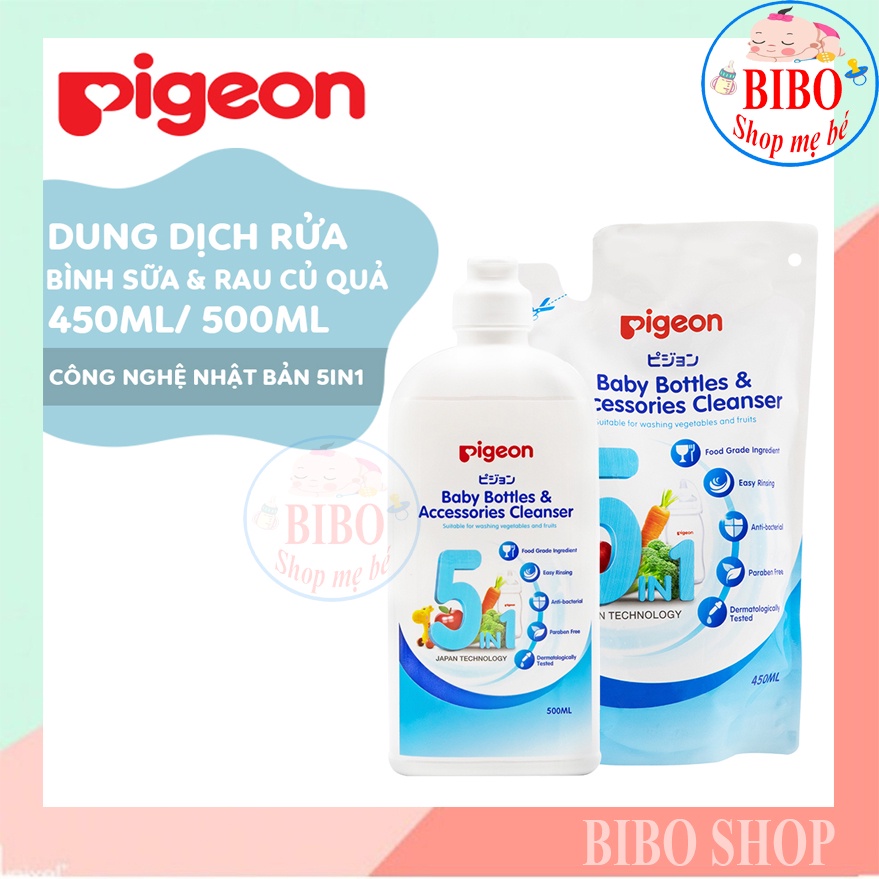 Nước Rửa Bình Sữa Pigeon, Rửa Rau Củ Và Phụ Kiện, It bọt, An Toàn Cho Bé