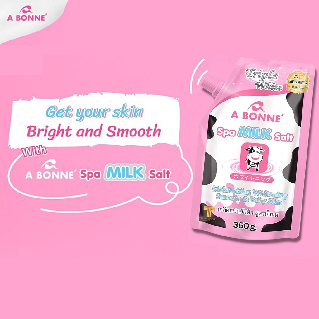 Muối Tắm Sữa Bò - Tẩy Tế Bào Da Chết Body Cơ Thể A Bonne Trắng Sáng Mềm Da Dưỡng Ẩm Spa Milk Salt Thái Lan 350gr