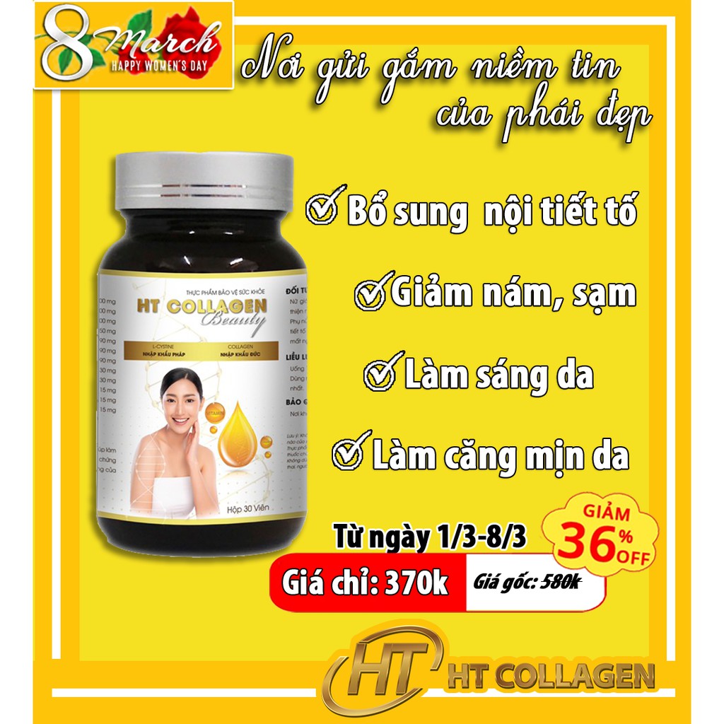 [Top bán chạy] Collagen đẹp da bổ sung nội tiết tố nữ HT Collagen sáng da căng mịn sau 1 tháng.