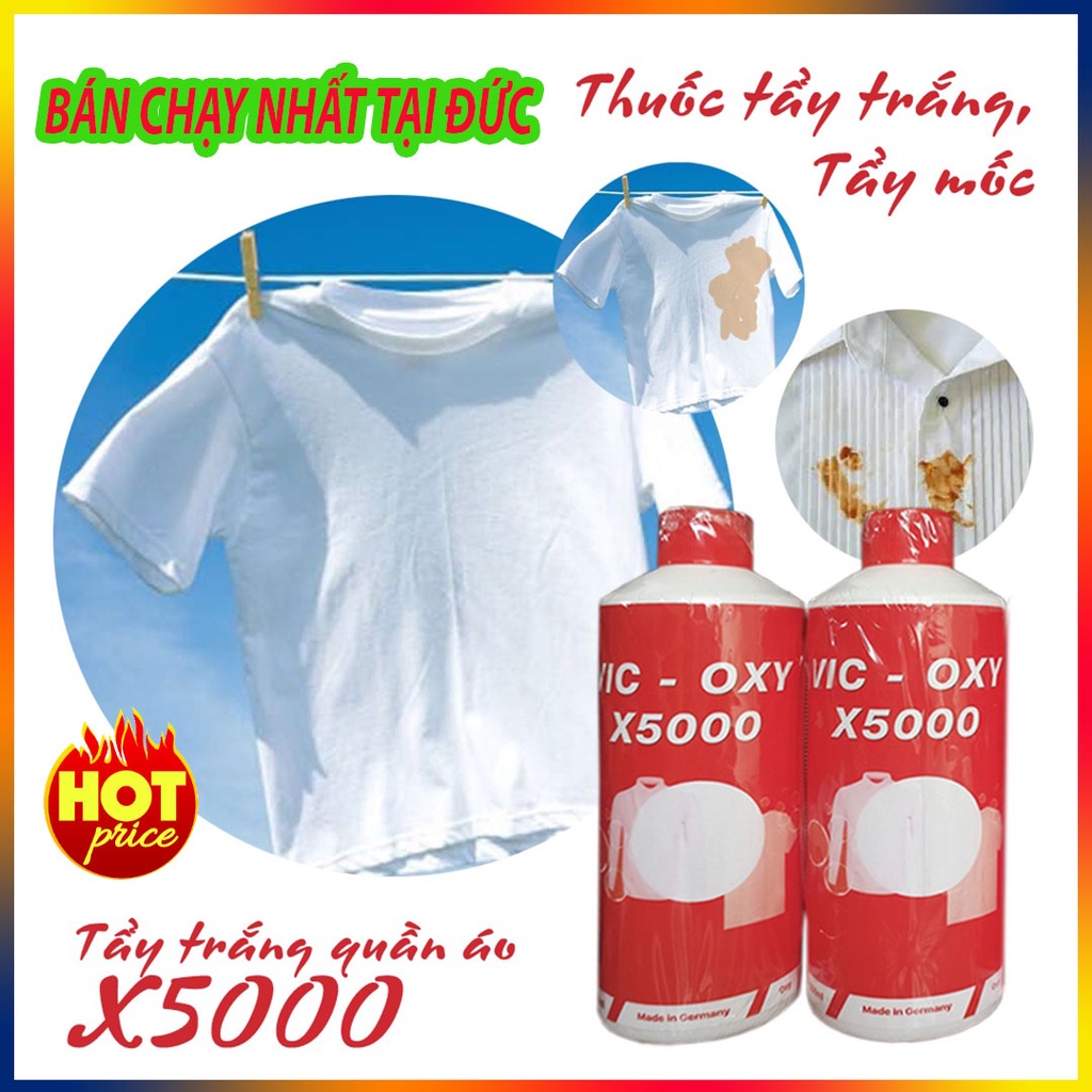 Tẩy Là SạchNước tẩy trắng vết ố, thuốc tẩy mốc quần áo x5000 – 100% Chính Hãng – Không làm mỏng vải quần áo