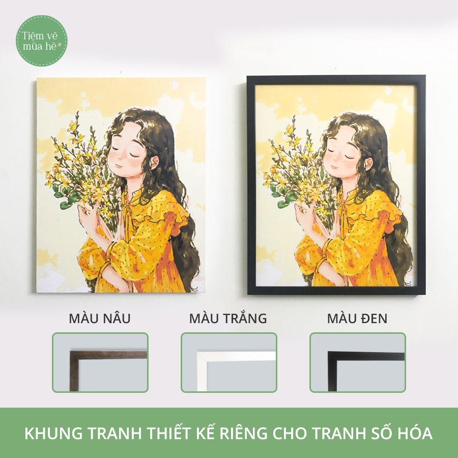 ✅Khung ngoài tranh số hóa (Tranh tô màu theo số) Kích thước 40x50cm 3 màu cơ bản