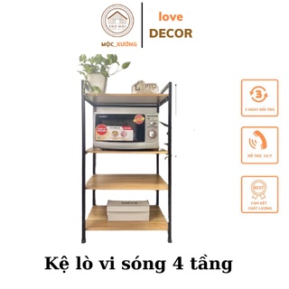 [ Freeship ] Kệ để lò vi sóng 4 tầng gỗ MDF cao cấp , khung sắt sơn tĩnh điện chắc chắn- kệ bếp đa năng - BH 6 Tháng