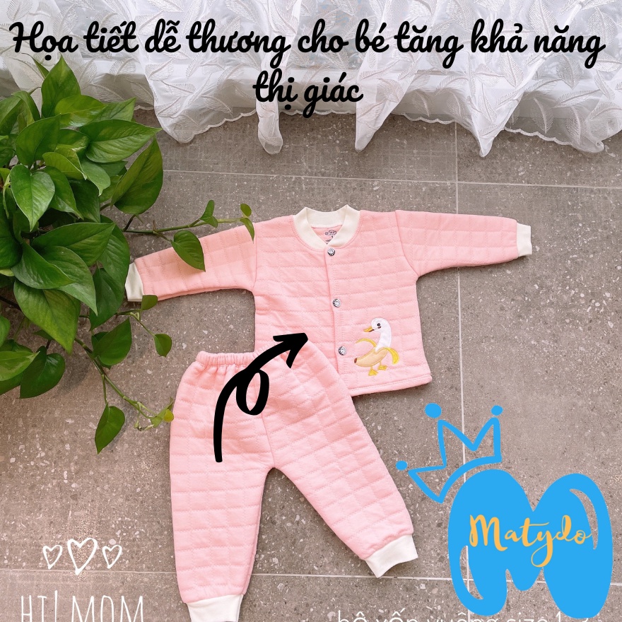 Quần áo sơ sinh bé trai bé gái mùa đông cao cấp chất vải an toàn đồ sơ sinh cho bé Hi Mom cổ tàu SS12