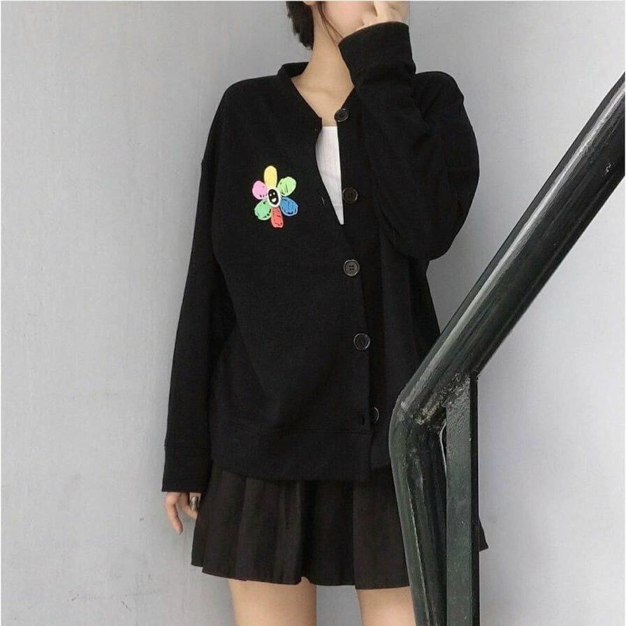 Áo khoác cardigan unisex form rộng nam nữ hình BÔNG chất nỉ ngoại bao đẹp