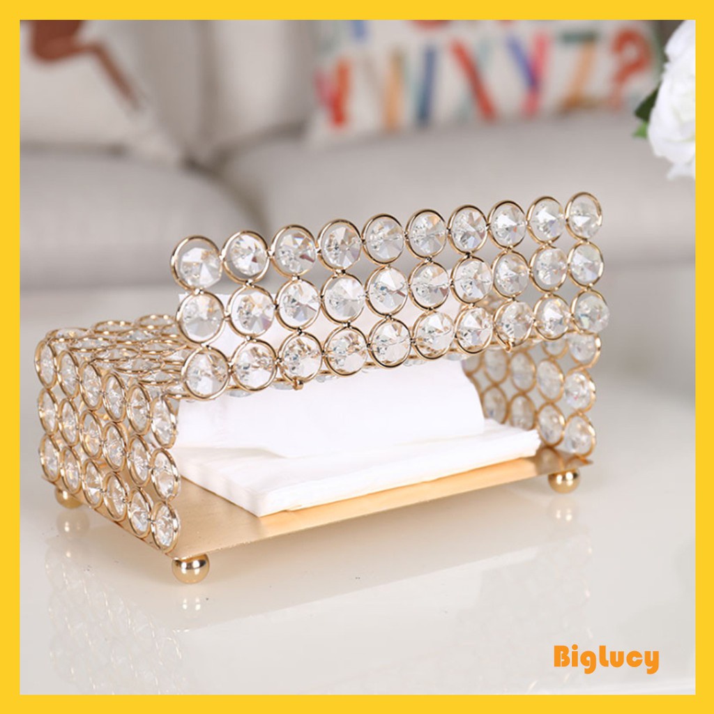 Hộp Tròn Pha Lê Đựng Khăn Giấy Trang Trí Nội Thất