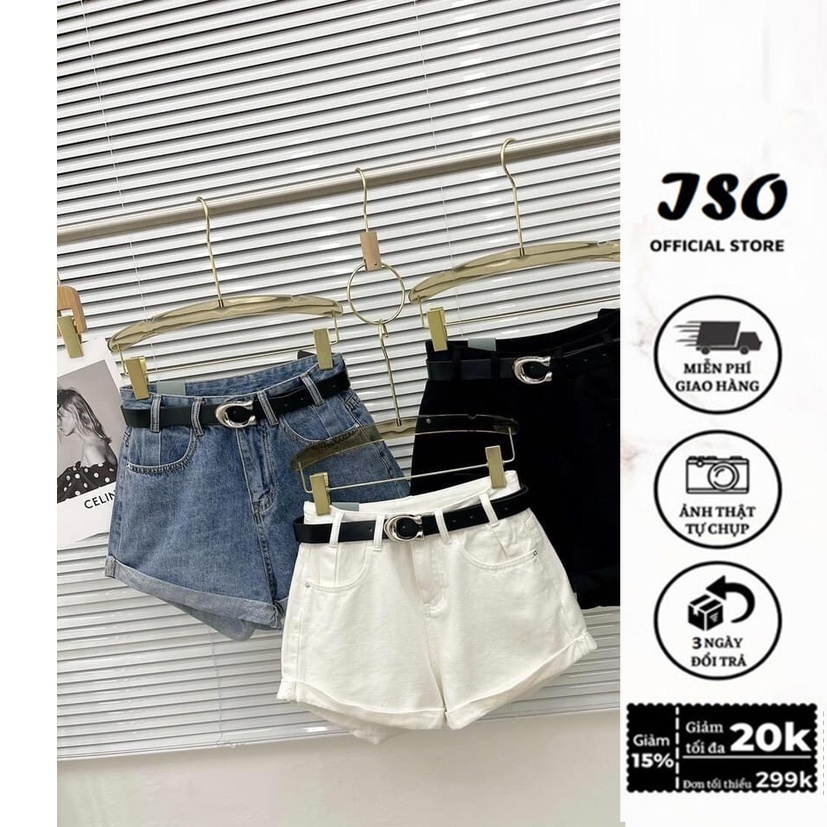 Quần Short Jeans Nữ Xắn Gấu Trơn 3 Màu