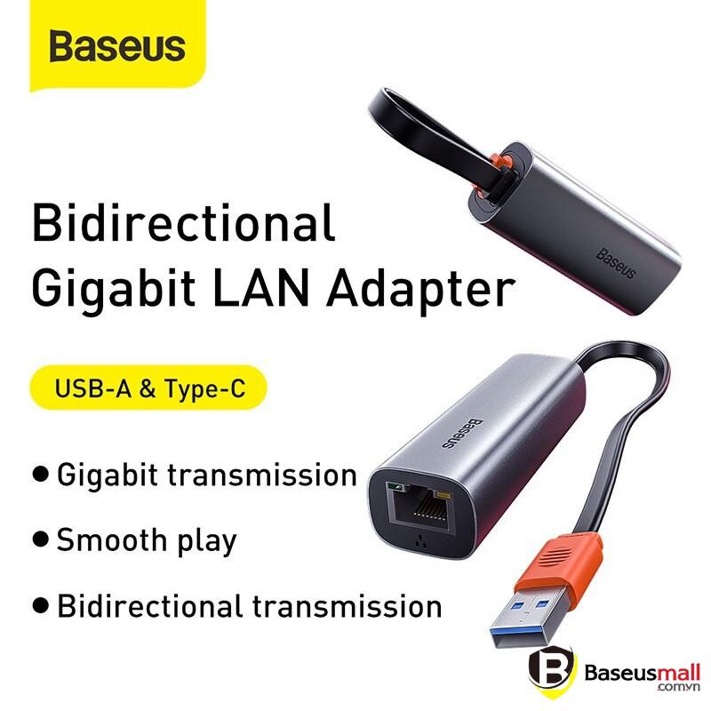 Baseus -BaseusMall VN Đầu chuyển cổng USB Type A/Type C sang cổng mạng LAN Baseus Steel Cannon Series