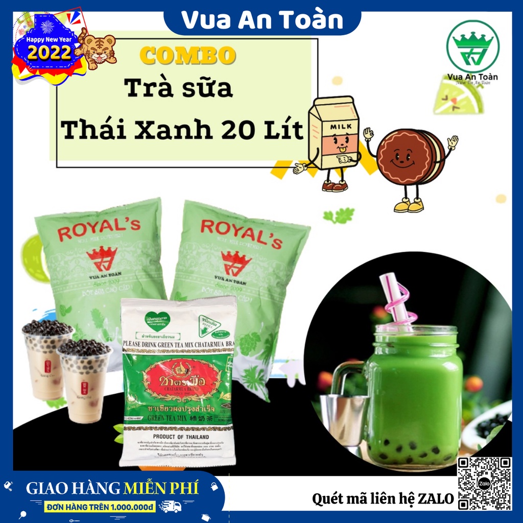 Set Nguyên Liệu Trà Sữa Thái Xanh CHATARMUA Chuẩn Nội Địa Thái Lan thơm ngon đậm vị