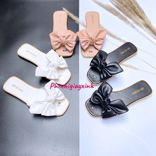 Dép lê nữ thắt nơ thời trang phong cách tiểu thư bánh bèo đi biển siêu đẹp Ms: Dép nơ