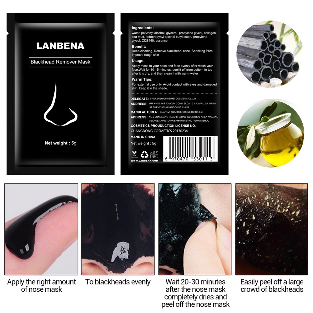Mặt nạ lột mụn đầu đen làm sạch da LANBENA