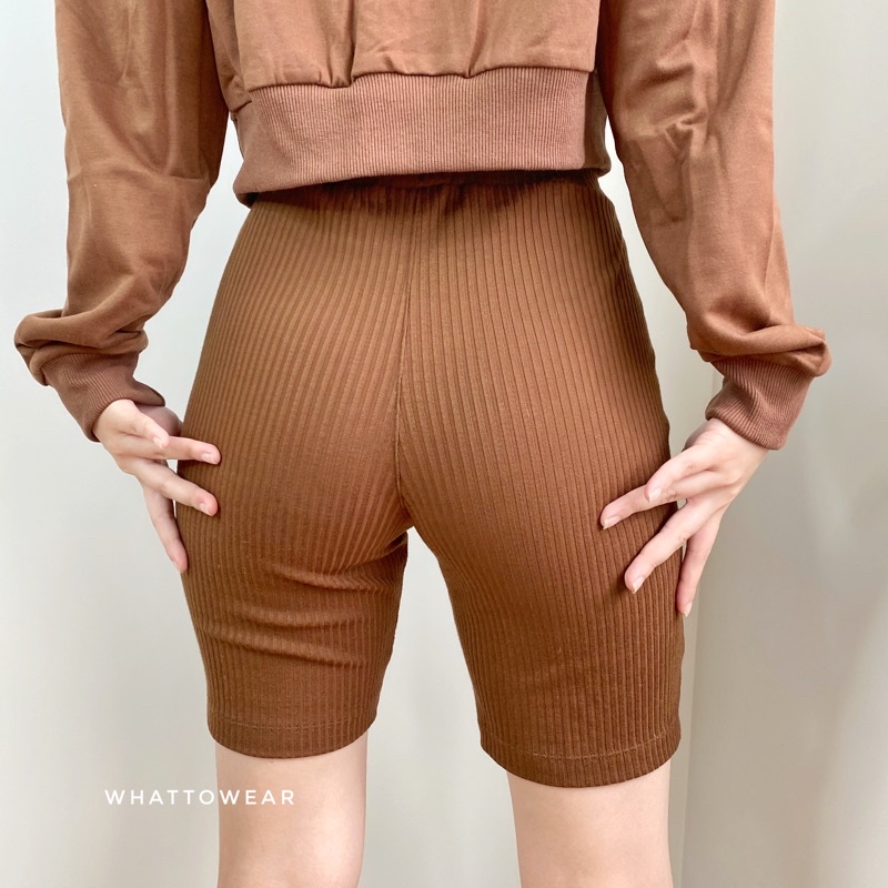 đơn 99K] Quần biker short lưng cao thun gân dày giãn tốt cao cấp - by Whattowear