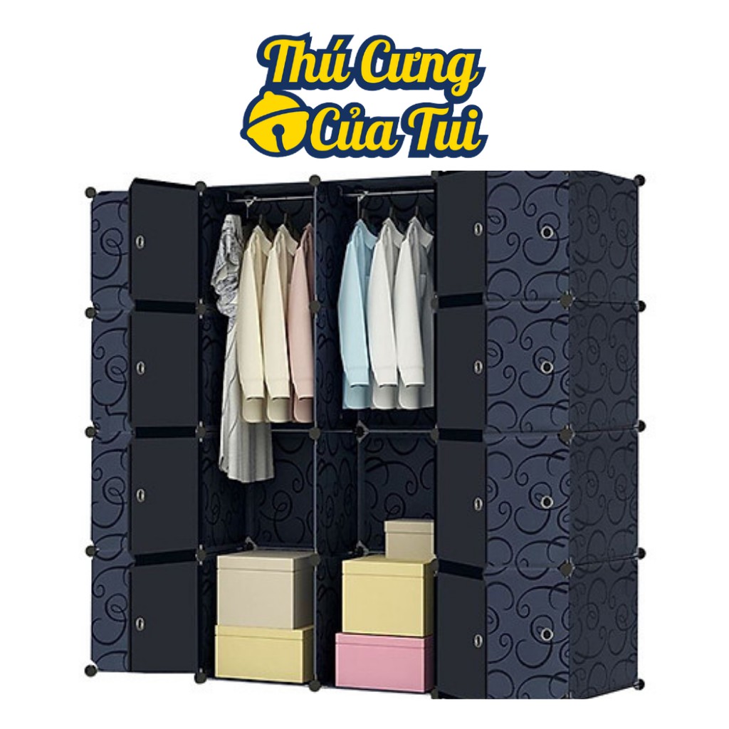 Tủ Quần Áo Đa Năng 12 Ô ( tặng kèm chốt ) - Tủ Nhựa Lắp Ghép - Thú Cưng Của Tui