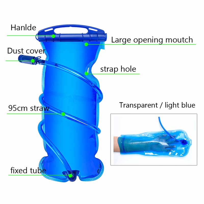 High Quality 1L 1.5L 2L 3L Bicycle Cycling Camping Hiking Outdoor Sports Mouth Water Bladder Bag Pack Backpack Bag Hydration Blue