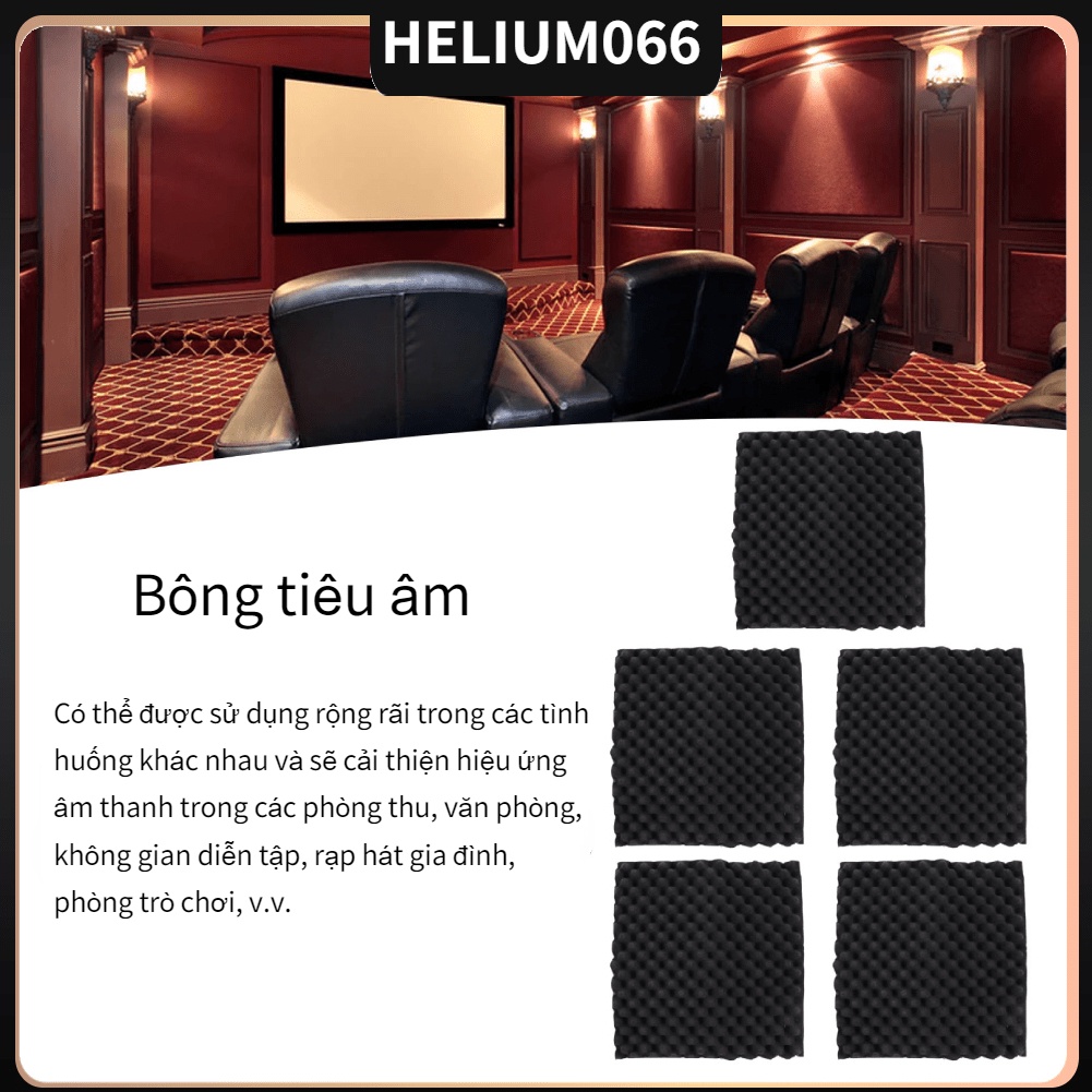 5 cái Tấm cách âm Studio Bọt Nêm nhiệt Vật liệu chống ồn Helium066