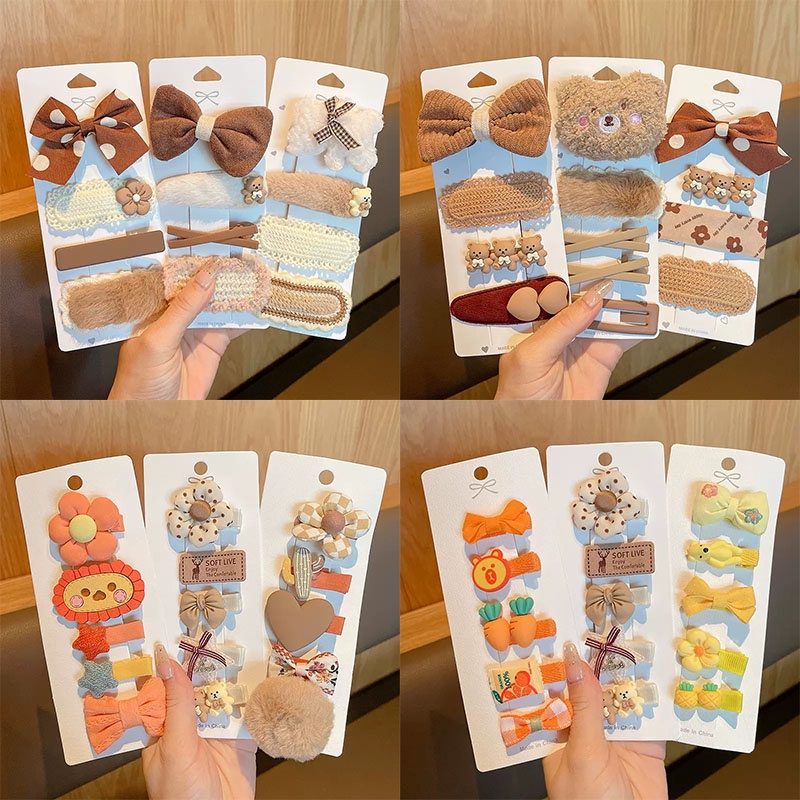 Bộ kẹp tóc công chúa bằng vải lông nhung dễ thương họa tiết hoạt hình cho bé gái