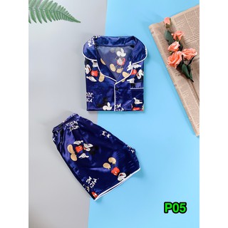 BỘ PIZAMA PHI LỤA HÌNH CỘC TAY QUẦN ĐÙI (FREE SIZE 45-57KG)