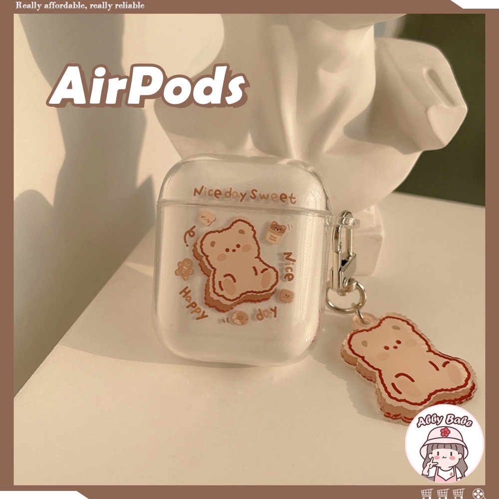 Vỏ Bảo Vệ Hộp Sạc Tai nghe không dây Earphone 1/2/pro Bằng TPU Mềm Trong Suốt Họa Tiết Hoạt Hình Chú Gấu Dễ Thương