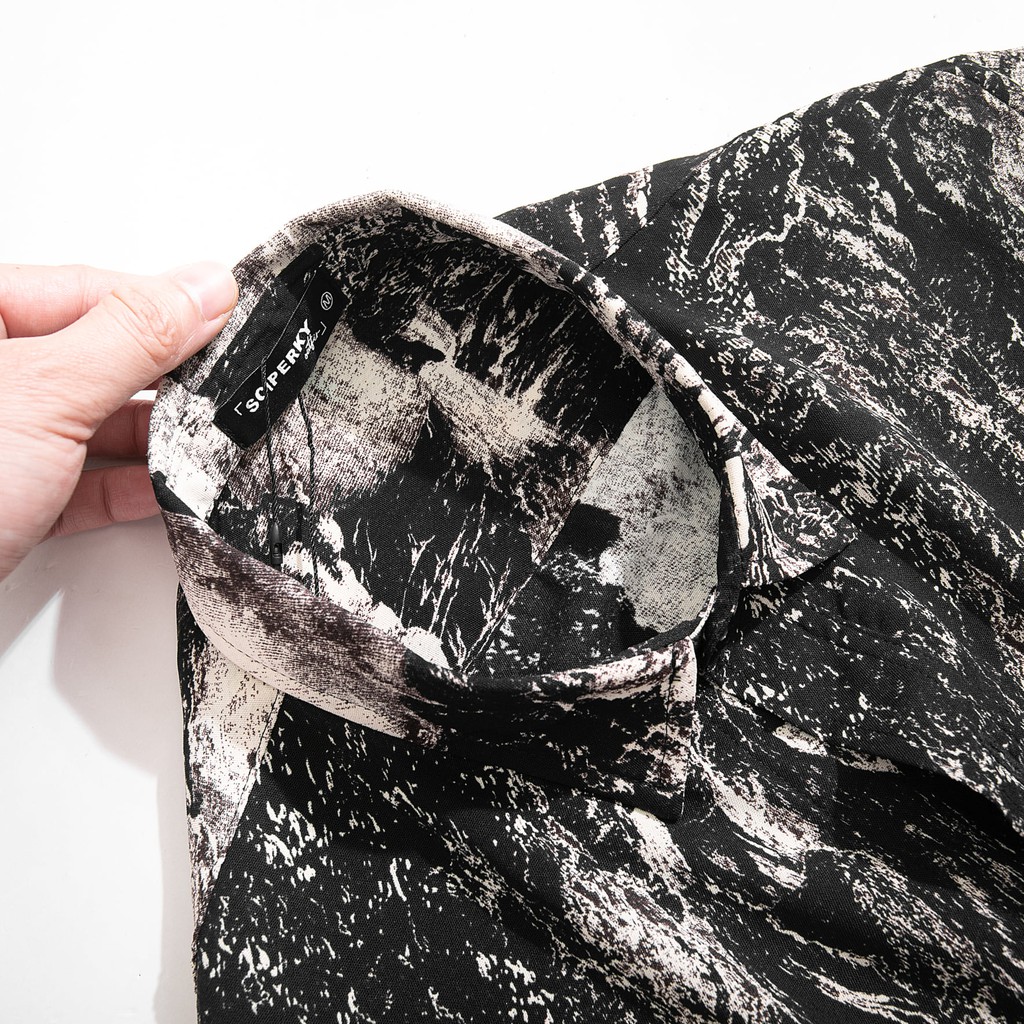 Áo Sơ Mi Ngắn Tay -  Họa Tiết Loang - AS002 -  Chất liệu vải Satin - chống nhăn tuyệt đối - Sc Perky Outfit