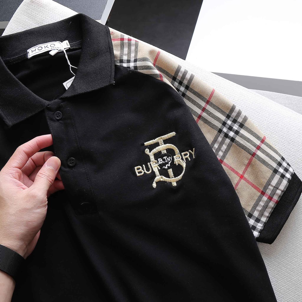 Áo phông Nam Nữ ⚡ ĐỦ SIZE 40-80 KG ⚡ Áo polo Burberry logo thêu TB