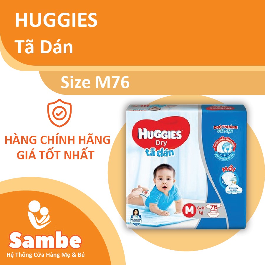 Tã Dán Huggies Size M 48 Miếng / 76 Miếng - Hàng Chính Hãng